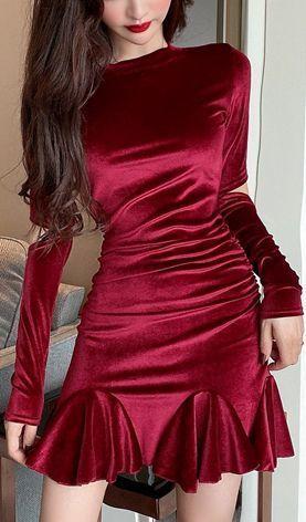 Dark Red Sleeve Homecoming Dresses Fatima Short HF8684