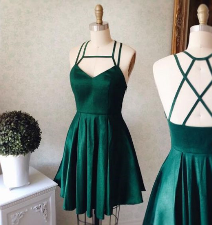 Emerald Short Party Dress Homecoming Dresses Caroline Green Straps Formal Dress V Neck Short HF905