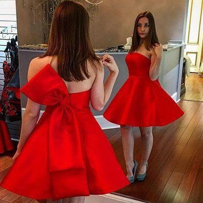 Red Short Michelle Homecoming Dresses Strapless HF9394