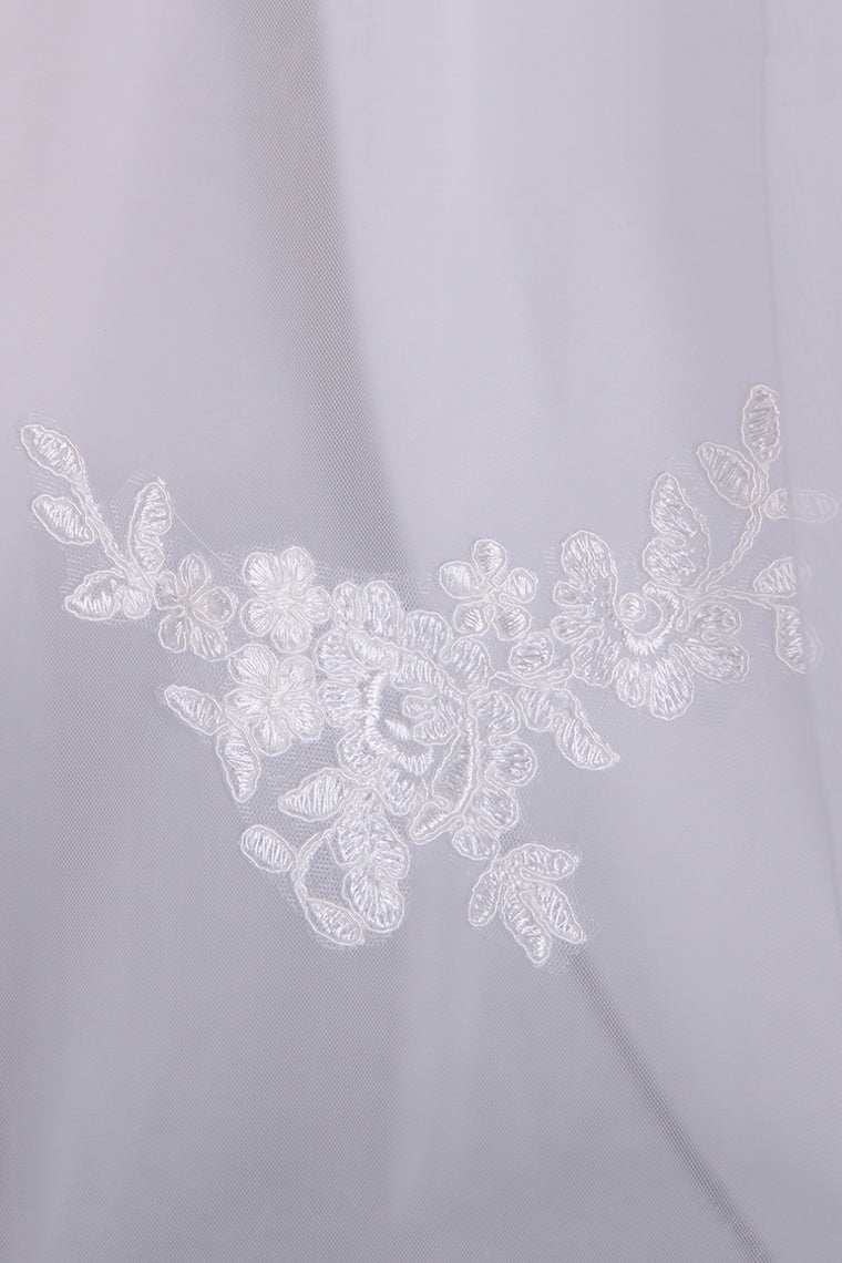 Gorgeous Two-Tier Cathedral Bridal Veils With Applique