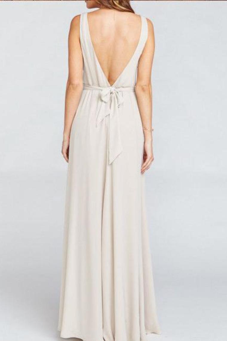 Simple Elegant Long A-Line Chiffon Open Back Bridesmaid Dresses Bridesmaid Gowns