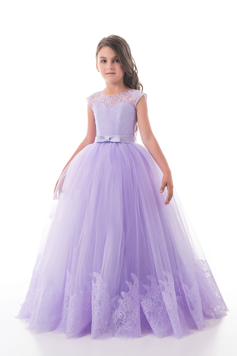 2024 Scoop With Applique And Sash Tulle A Line Floor Length Flower Girl Dresses