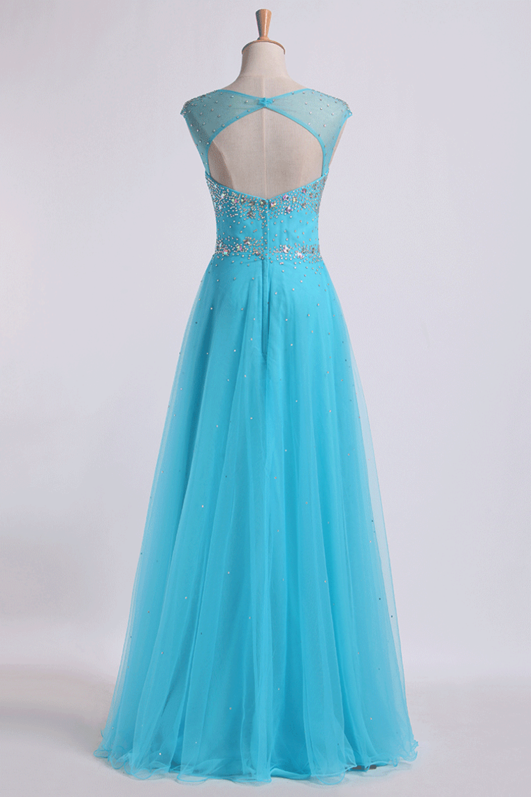 2024 Splendid Prom Dresses Scoop Backless A Line Floor Length