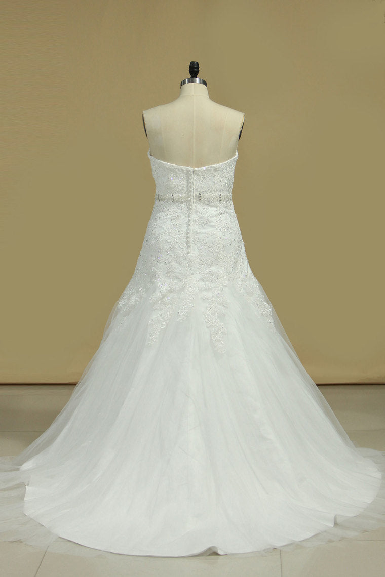 2024 Sweetheart Beaded Waistline With Applique Mermaid Wedding Dresses