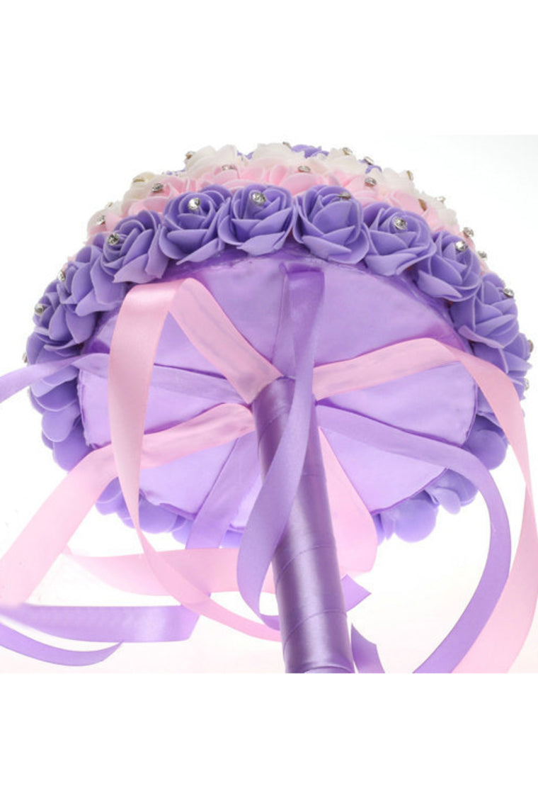 Colorful Round Foam/Ribbon Bridal Bouquets